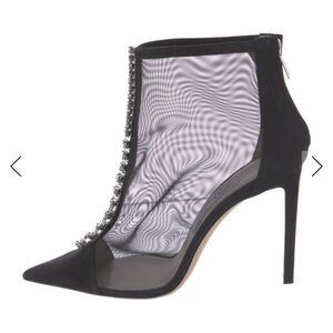 Jimmy Choo Black Mesh and Crystal Boots Size 38